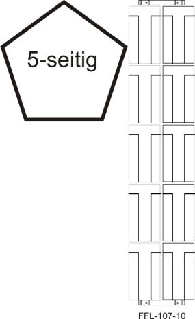 Flyer-Bodenständer 50 Fächer, 107 mm, 2-reihig, 5-seitig, schwarz